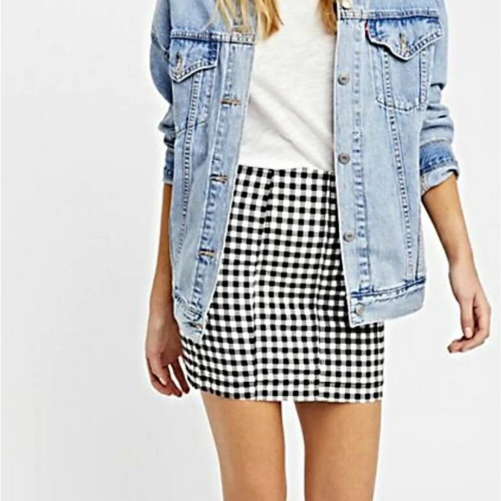 #370 - Free People Black and White Checkered Skirt